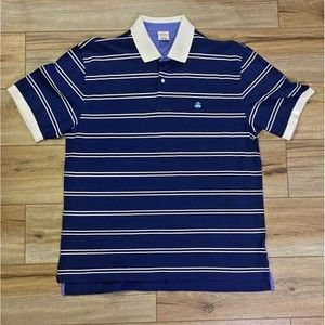 Brooks Brothers Men's Polo Golf Rugby Shirt Blue White Striped -  XL